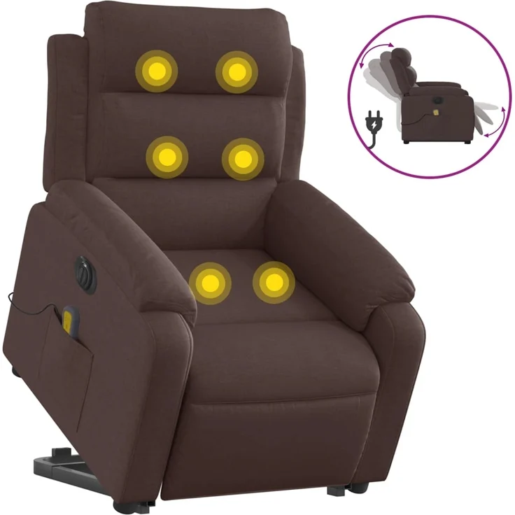 vidaXL Elektrischer Massagesessel mit Aufstehhilfe Dunkelbraun Stoff 3205021 – Bild 1