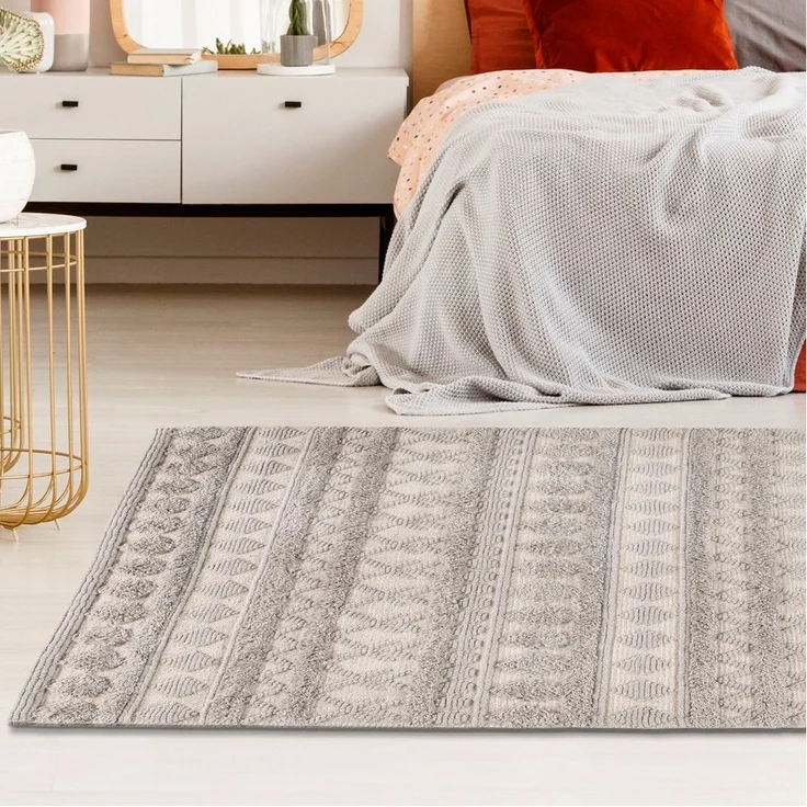 LUXOR living Wollteppich Hägga, rechteckig, Höhe: 15 mm, Handweb Teppich, reine Wolle, handgewebt, Hoch-Tief Struktur – Bild 1