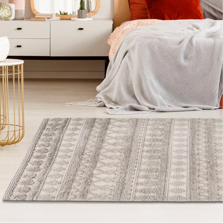 LUXOR living Wollteppich Hägga, rechteckig, Höhe: 15 mm, Handweb Teppich, reine Wolle, handgewebt, Hoch-Tief Struktur