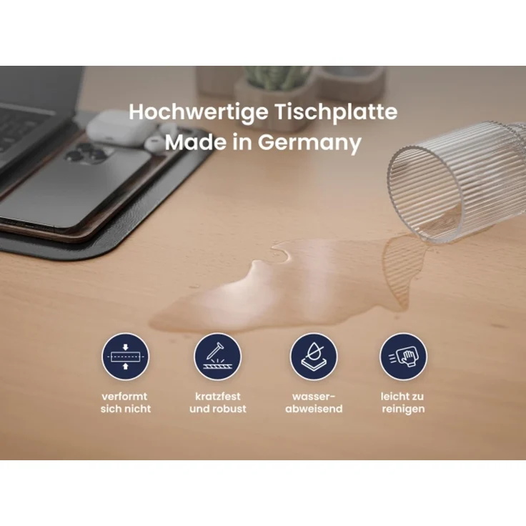 Desktopia Pro X - Elektrisch höhenverstellbarer Schreibtisch / Ergonomischer Tisch mit Memory-Funktion, Buche, Gestell Schwarz, 160x80 cm – Bild 5