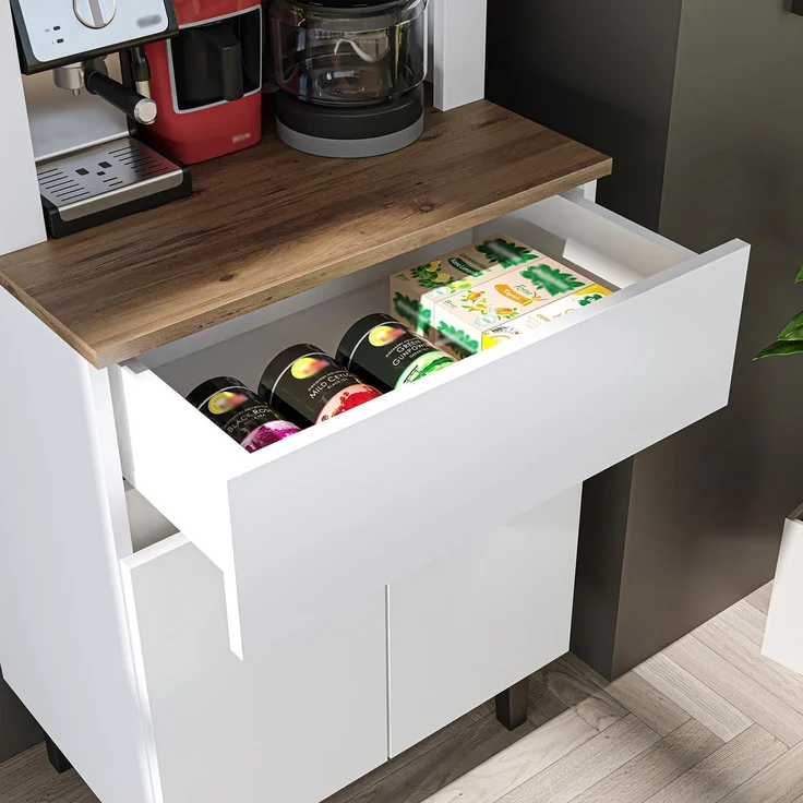 Roomart Küchenregal VENEDIK Küchenschrank 60 cm, Buffet, Schublade in 4 Farben, Buffet- & Mehrzweckschrank, LED Bogennische, Schublade, 4 Farben, 18 mm Platten – Bild 3