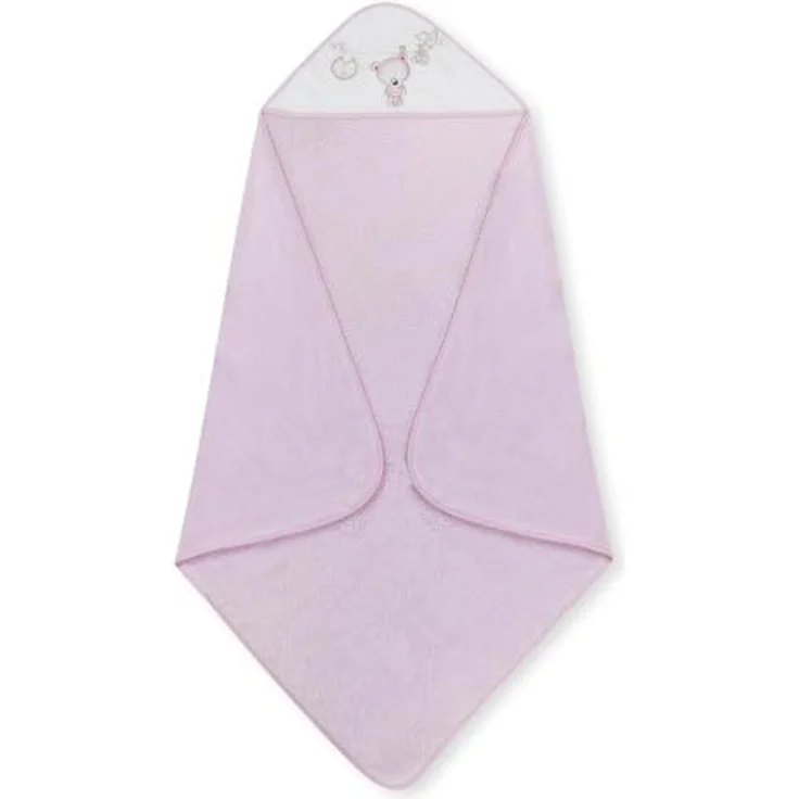 Interbaby P1182-02 Baby Kapuzenbadetuch TENDEDERO OSO rosa mit Kamm und Bürste, Rosa – Bild 3