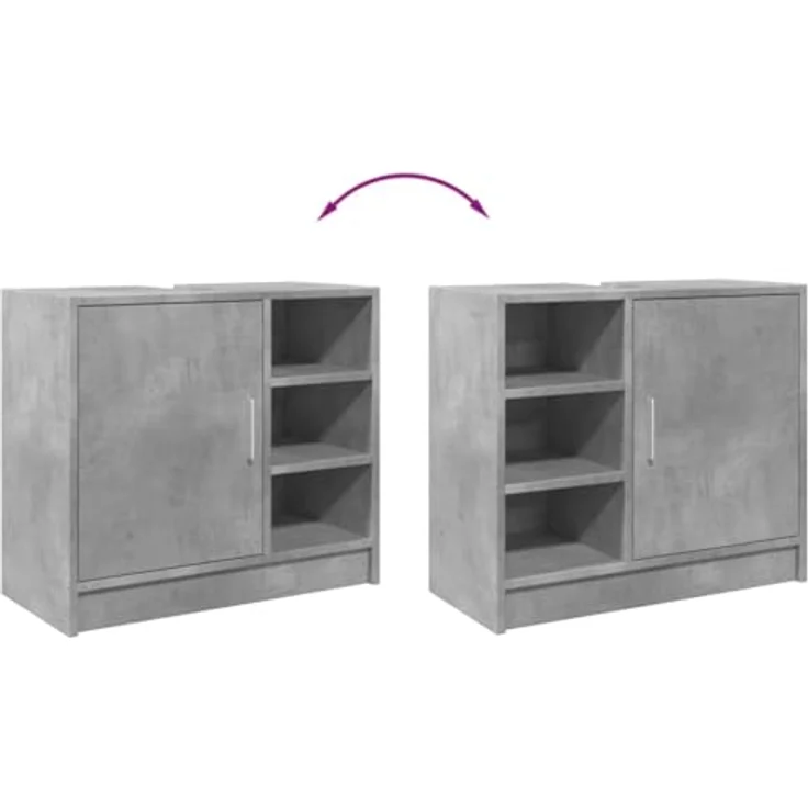 vidaXL Waschbeckenunterschrank Betongrau 63x29x55 cm Holzwerkstoff 848132 – Bild 5