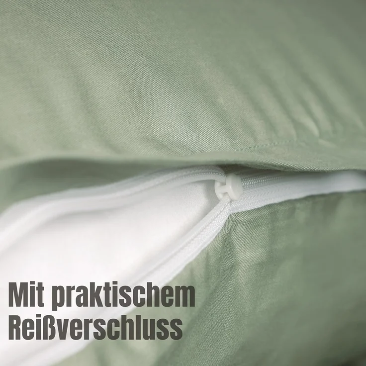 SCHÖNER WOHNEN-Kollektion Bettwäsche PLAIN Satin Bettwäsche, Baumwolle, 1 teilig, 200 x 200 cm in Grün – Bild 6
