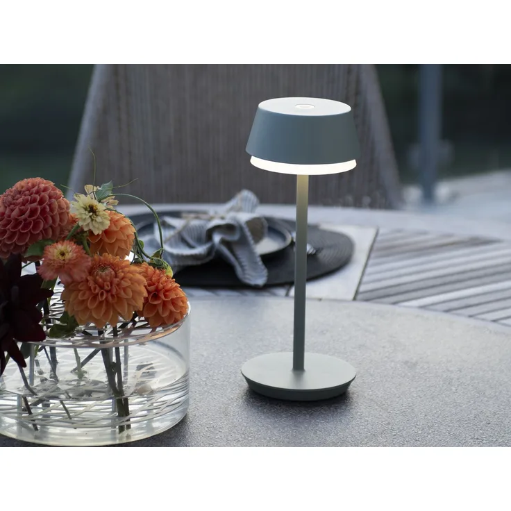 Akku Tischleuchte LYON für Outdoor dimmbar, kabellos in Mintgrün, 30cm