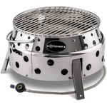 Petromax Atago, Gasgrill Campinggrill, mit Klappmechanismus und Piezo-Zündung, Ø 28 cm, Edelstahl Silber, 19 x 34 x 35,6 cm