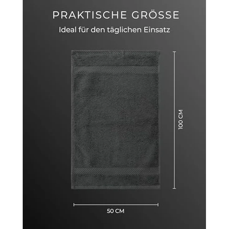 Luckytowel Handtücher Set 50x100 cm, Oeko-TEX Frottee Handtücher mit 600 g/m², flauschig & saugstark, 10er Pack Anthrazit – Bild 4