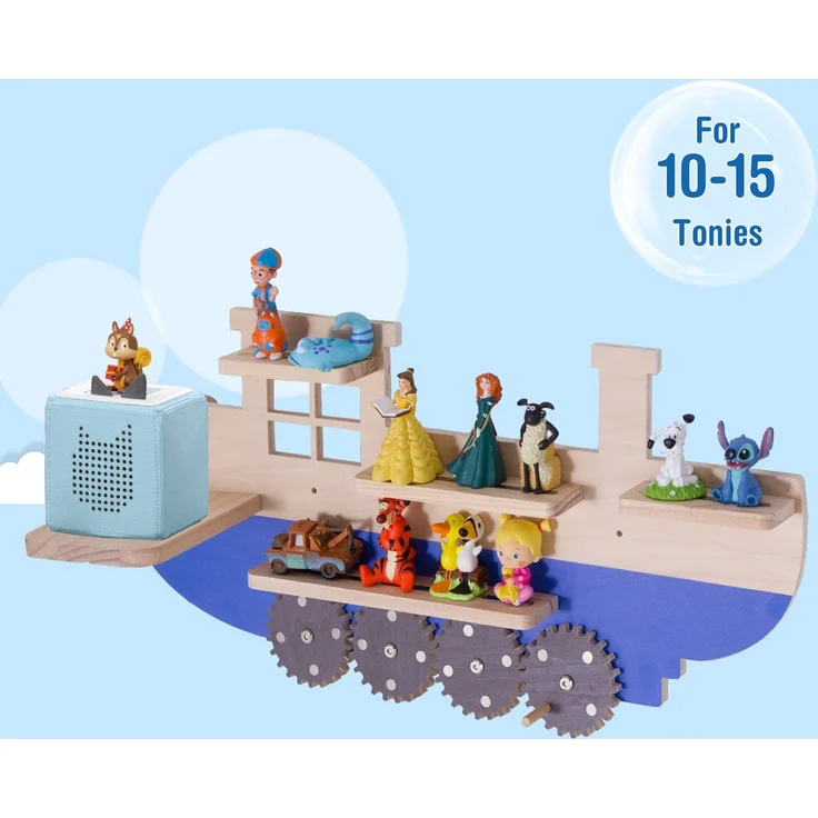 Todeco Tonie-Regal für Toniebox Hörfiguren, Magnetische Aufbewahrung für 10-15 Tonie, Wandregal Kinderzimmer für Mädchen & Jungen, Schiffsform – Bild 7