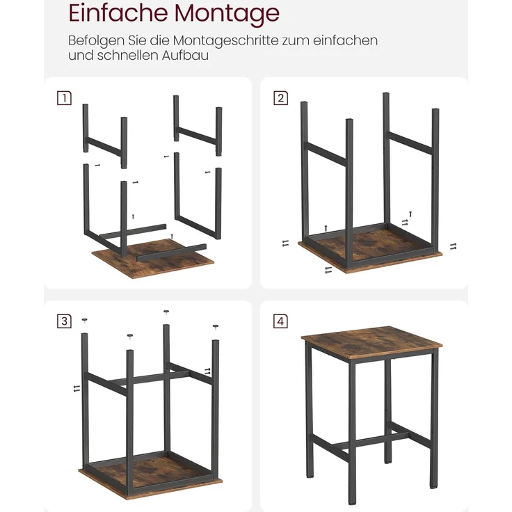 Songmics 'Vasagle' Stehtisch mit stabilem Stahlgestell, vintagebraun-schwarz, 90 x 60 x 60 cm – Bild 9