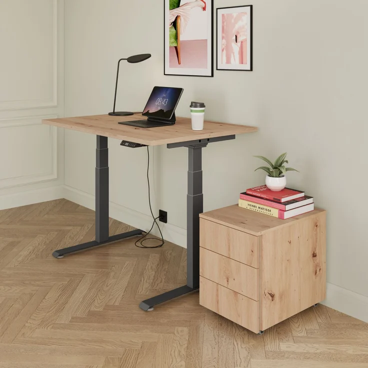 bümö lite Rollcontainer mit Schubladen, Container aus Holz in grau - Rollwagen für's Büro als Schreibtisch Unterschrank, Bürocontainer od. Schreibtischcontainer mit Seitengriff, LC30-5-5-GL – Bild 10