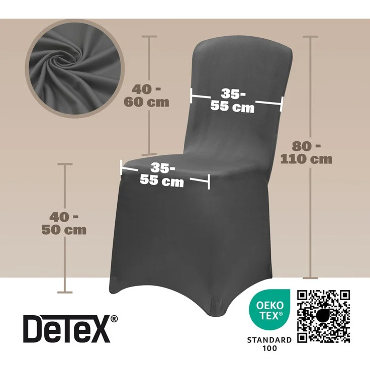 DETEX® 10er Set Stuhlhussen Stuhlbezug Stretch Grau Hochzeit – Bild 3
