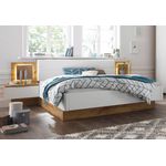 Bettanlage 'Capri' mit 2 Nachtkommoden, Wildeiche weiß, 180x200 cm