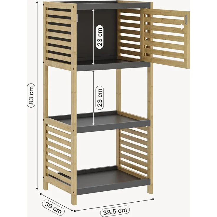 Badregal Kydesby 83x39x30 cm Bambus Natur/Grau [en. casa] – Bild 2