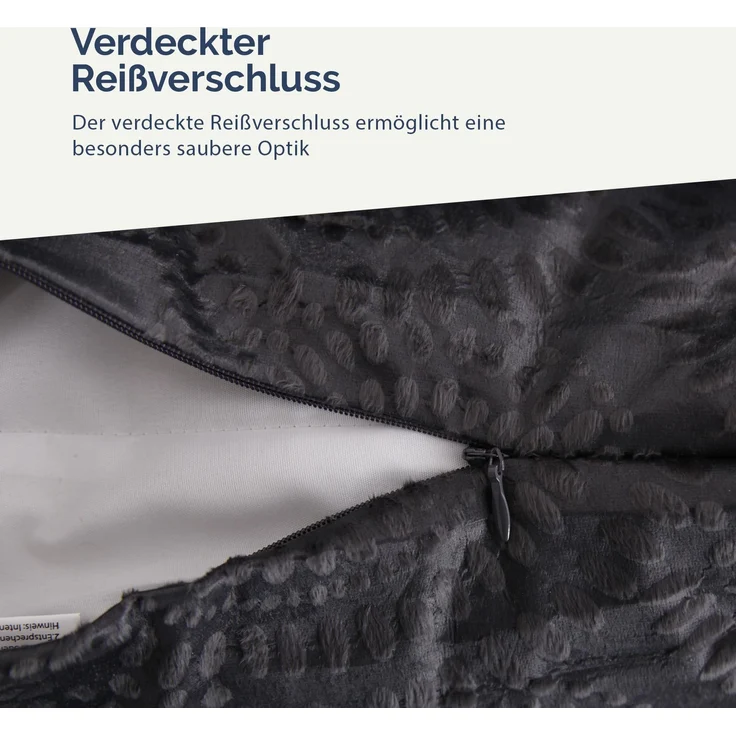 Dekokissen 50x50 mit verd. Reißverschluss, ( Anthrazit ) Kissenbezug inkl. Füllkissen "Punkte", Dekorative Kissenbezüge, weicher Bezug für Kissen – Bild 3