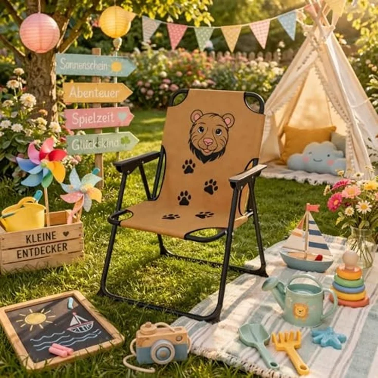 Kinder Campingstuhl Klappstuhl Gartenstuhl Campingstuhl Outdoor Löwe – Bild 1