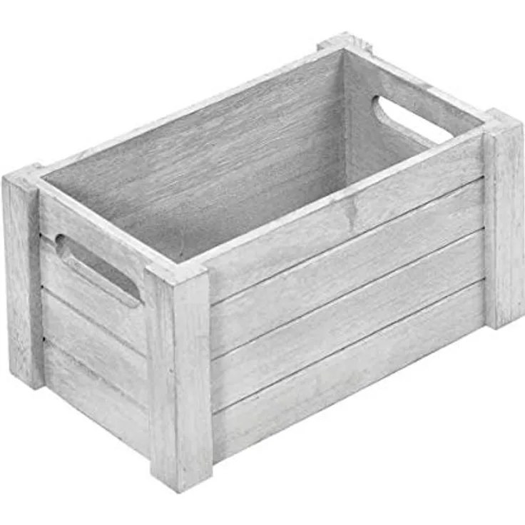 KESPER 69463 Aufbewahrungsbox aus Paulowniaholz Antik weiß / 26 x 17 x 13,5 cm / Holzkiste / Dekokiste