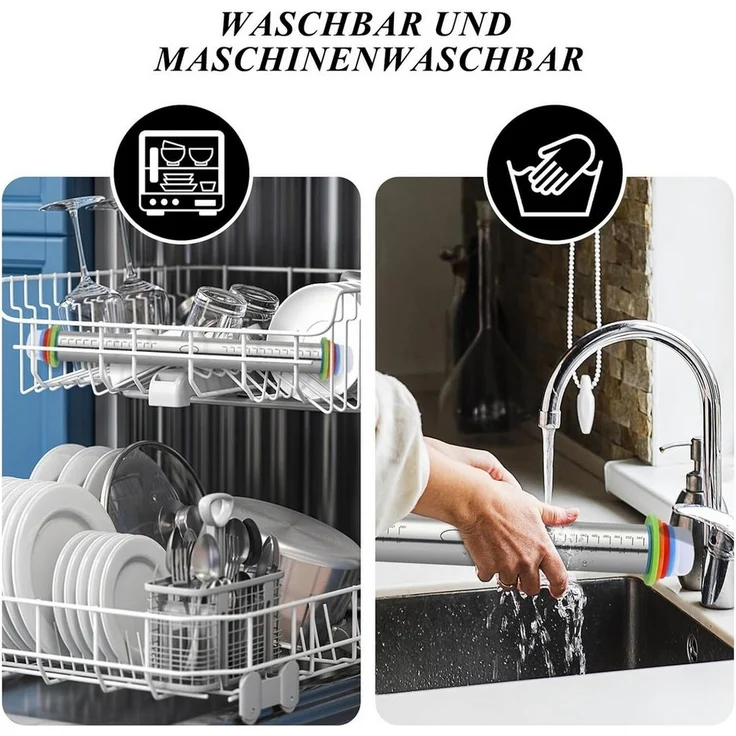 SURFOU Nudelholz Edelstahl Einstellbares 1 Teigroller 1 Silikon Backmatte, für Pizza Kekse Pfannkuchen Pasta Backen Utensilie – Bild 2