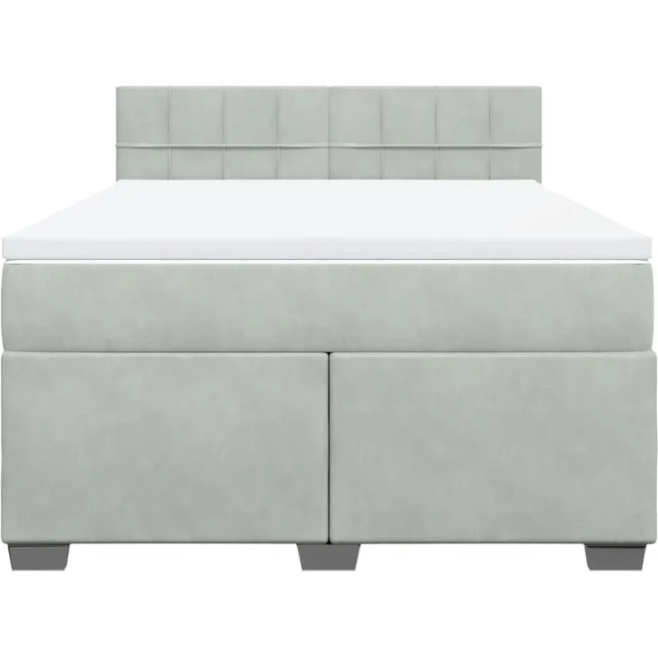 vidaXL Boxspringbett mit Matratze Hellgrau 160x200 cm Samt 3286354 – Bild 4