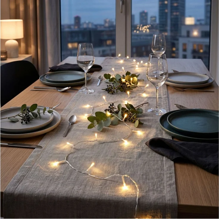 Spetebo LED-Lichterkette Lichterkette mit 30 LED in warm weiß - 450 cm, Weihnachts Tischlichterkette Deko Beleuchtung mit Timer – Bild 3
