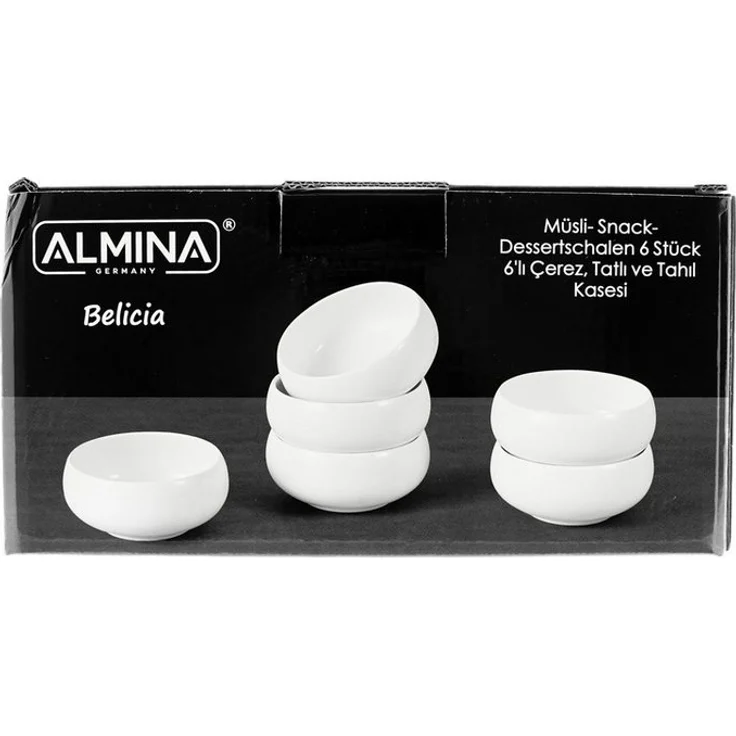 Belicia 6er Schalen Set aus Porzellan in Weiß Hochglanz Rund für Snacks, Desserts oder Müsli – Bild 3