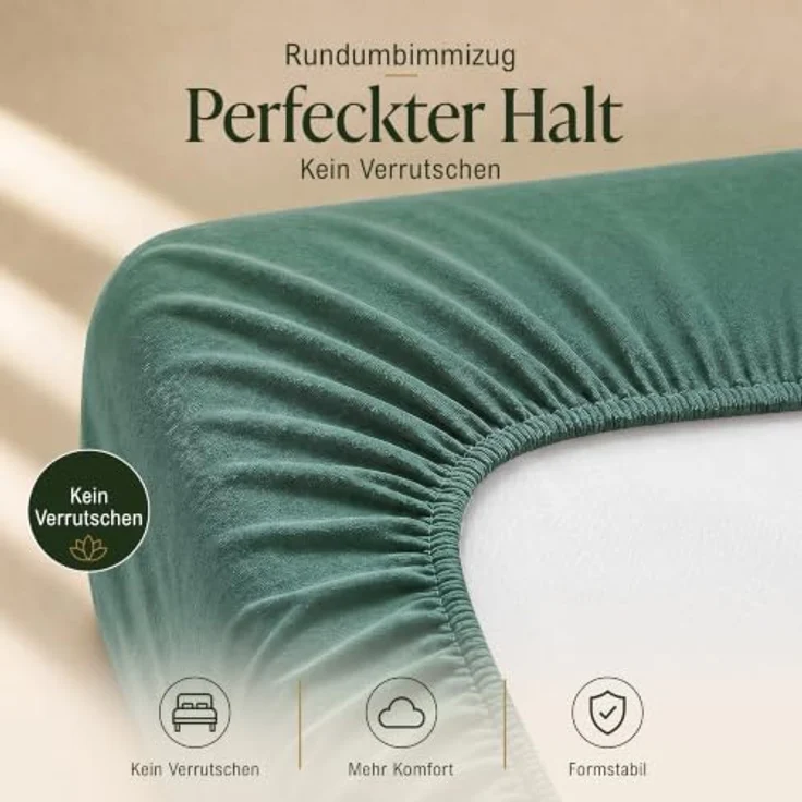MALIKA® Spannbettlaken 120x200cm Baumwolle Jersey, perfekte Passform für Matratzen bis 28 cm, Oeko-Tex zertifiziert – Bild 3