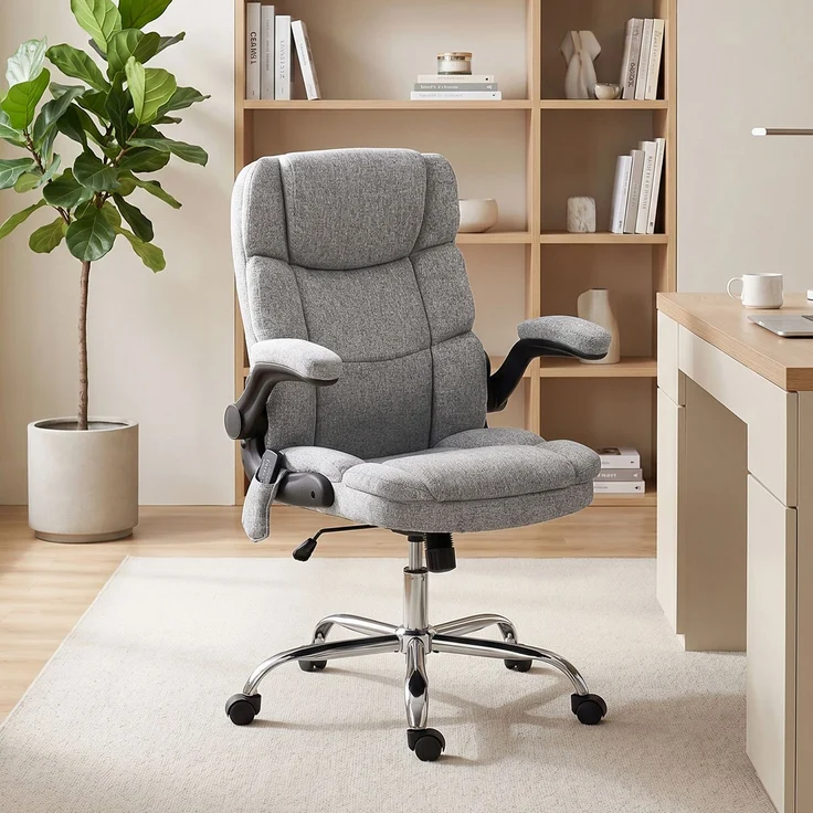 Massage- und Heiz-Bürosessel, ergonomischer Bürostuhl mit Höhenverstellung, Wippfunktion, grau – Bild 10