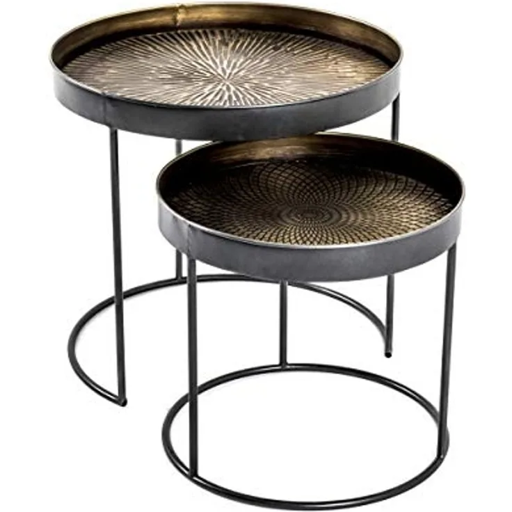 Beistelltisch-Set Celine / Celle, Braun, Schwarz