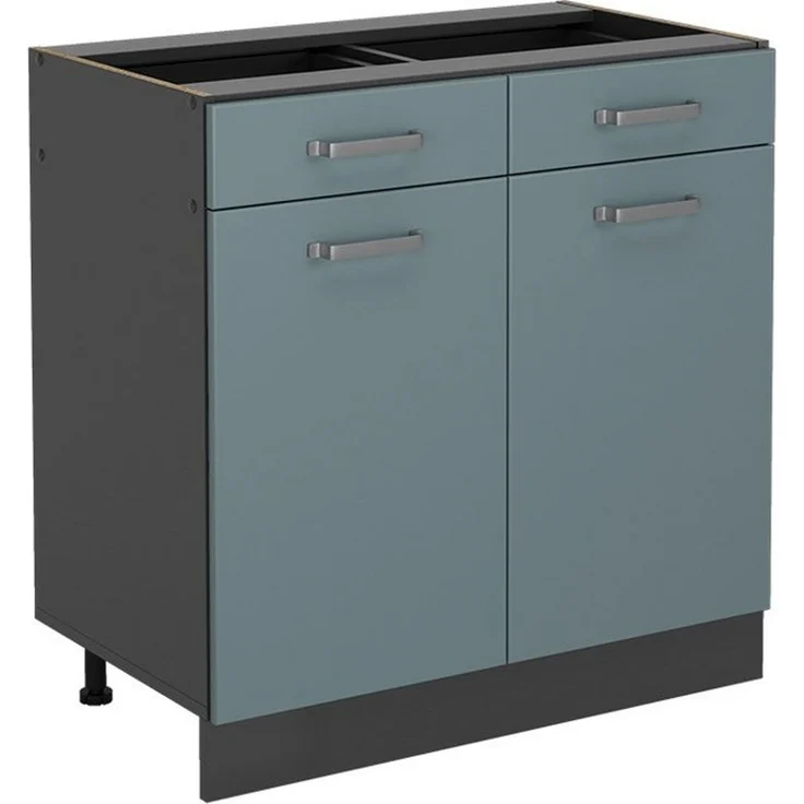 Küchenunterschrank R-Line Blau-Grau 80 cm ohne Arbeitsplatte Vicco – Bild 1