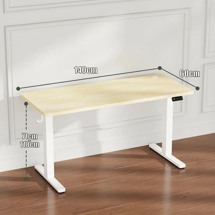 Furnicopia Schreibtisch Höhenverstellbarer Schreibtisch 120/140/160CM mit Kabelmanagement (Ergonomischer Computertisch für Homeoffice mit leisem Einzelmotor (50 dB), 4-Tasten-Handsteuerung mit 2 Memory-Positionen, einfache Montage in ca. 30 Minuten) – Bild 2