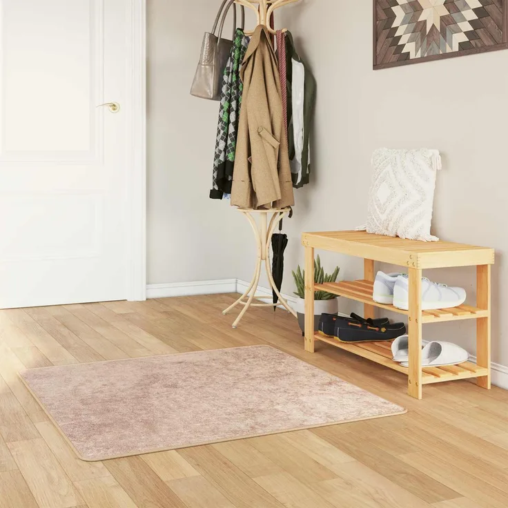vidaXL Teppichläufer MARSA Sand 100x100 cm Polyester und PVC 42023118