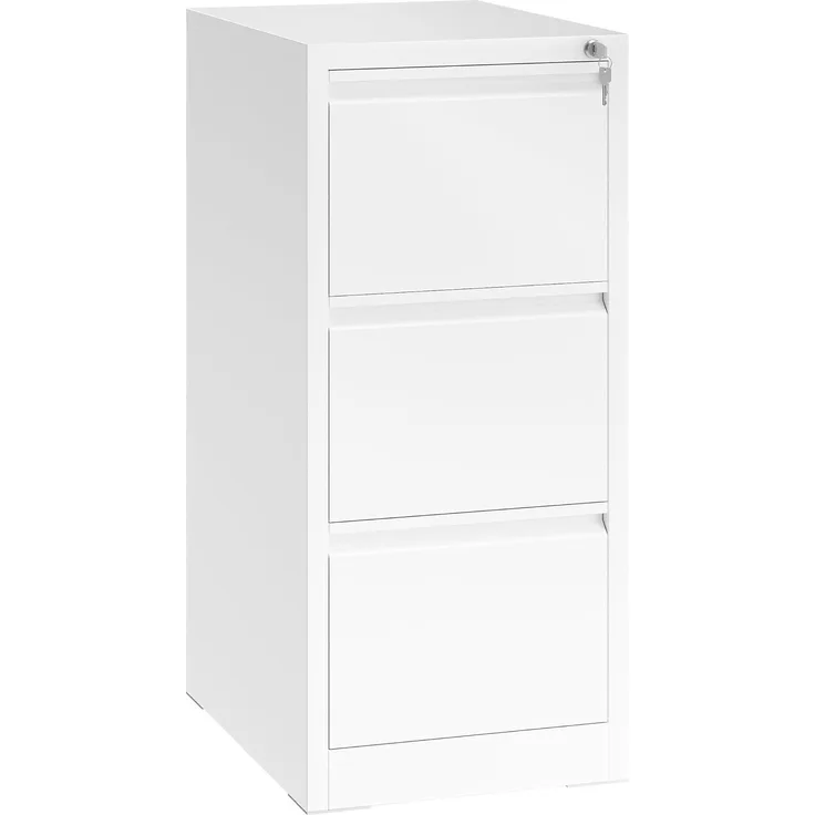 YITAHOME Aktenschrank mit 3 Abschließbaren Schubladen, Kippsicherer Rollender Aktenschrank mit Rädern für das Büro zu Hause, Unter-Pult-Aktenschränke, weiß, 62 x 46 x 103 cm