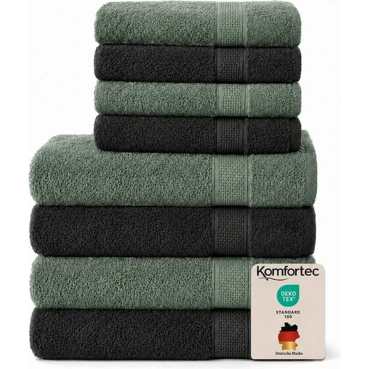 Komfortec Handtuch Set aus 100% Baumwolle, 4 Handtücher 50x100 cm und 4 Badetücher 70x140 cm, Frottee (Packung, 8-St), Duschtücher & Badehandtuch, Weich, Towel, Groß