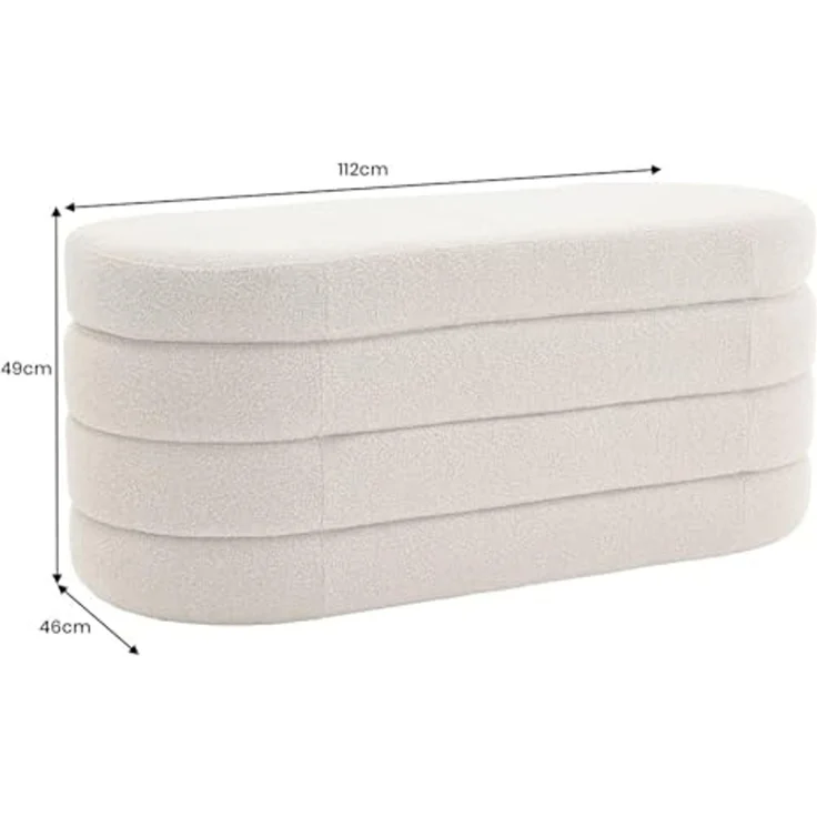 riess-ambiente Sitzbank VOGUE 115cm taupe - gepolstert, mit Aufbewahrung, fertig montiert (Einzelartikel, 1-St), Wohnzimmer · Bouclé · rund · mit Stauraum · Scandinavian Design – Bild 3