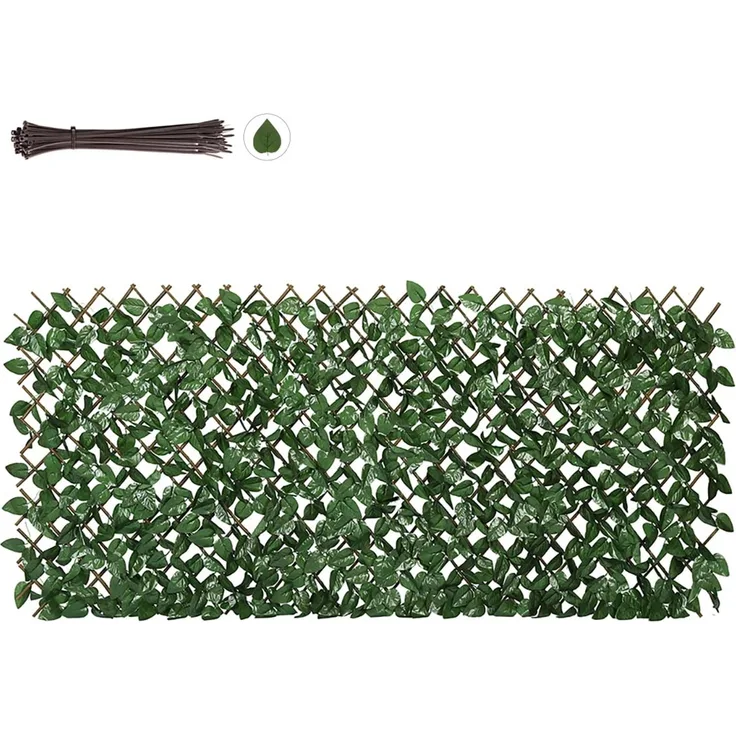 Sekey Efeu Sichtschutz 100 x 200 cm mit Kabelbinder, künstliche Hecke Sichtschutz Ohne Bohren, Balkon Sichtschutz Kunstpflanzen Sichtschutzfächer für Balkon Garten, Blatt A