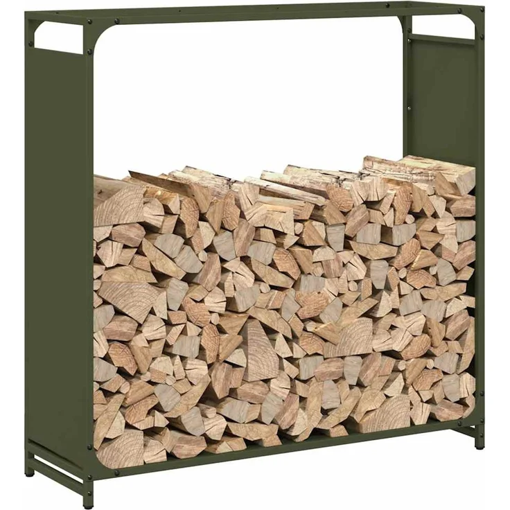 vidaXL Brennholzregal Olivgrün 90x28x90 cm Kaltgewalzter Stahl 864218 – Bild 3