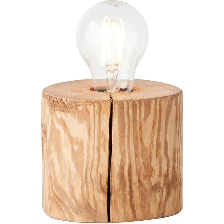 BRILLIANT Lampe, Trabo Tischleuchte 10cm kiefer gebeizt, Holz, 1x A60, E27, 25W,Normallampen (nicht enthalten)