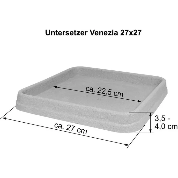 Heimwerkercenter Pflanzkübel MePla Untersetzer Venezia quadrat 36x36cm, Terra, frostfester Kunstoff – Bild 2