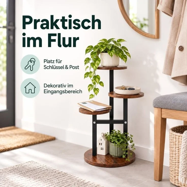 Relaxdays Pflanzenständer mit runden Ablagen – Bild 2