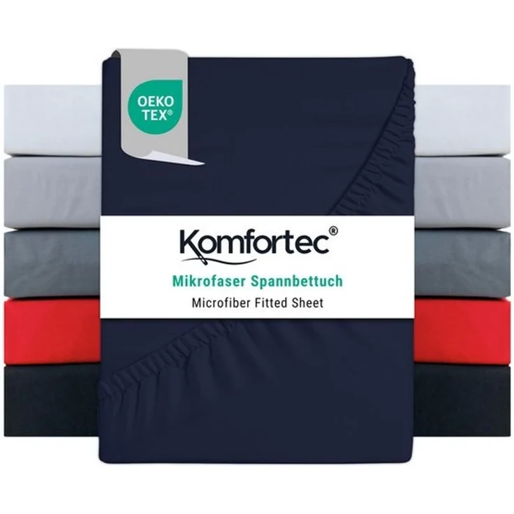 Komfortec Spannbettlaken Boxspringbett bis 15cm - 30cm Matratzenhöhe, Mikrofaser, Gummizug: Rundum, (1 Stück), 140x200 cm, Navy Blau – Bild 4