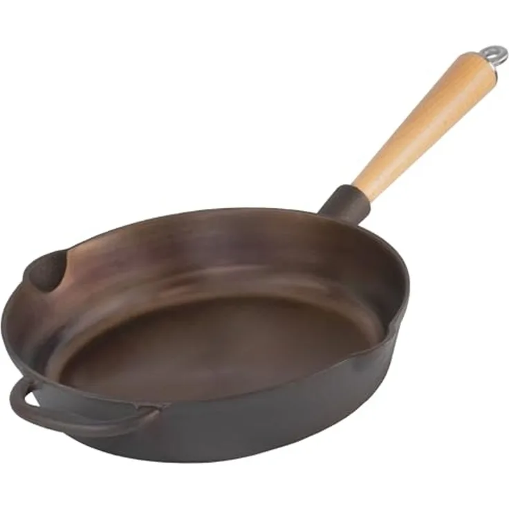 Mahlzeit Grillpfanne Polierte Gusseisenpfanne Ø 27 cm, Bratpfanne mit zwei Ausgießern, Gusseisen (1-tlg)