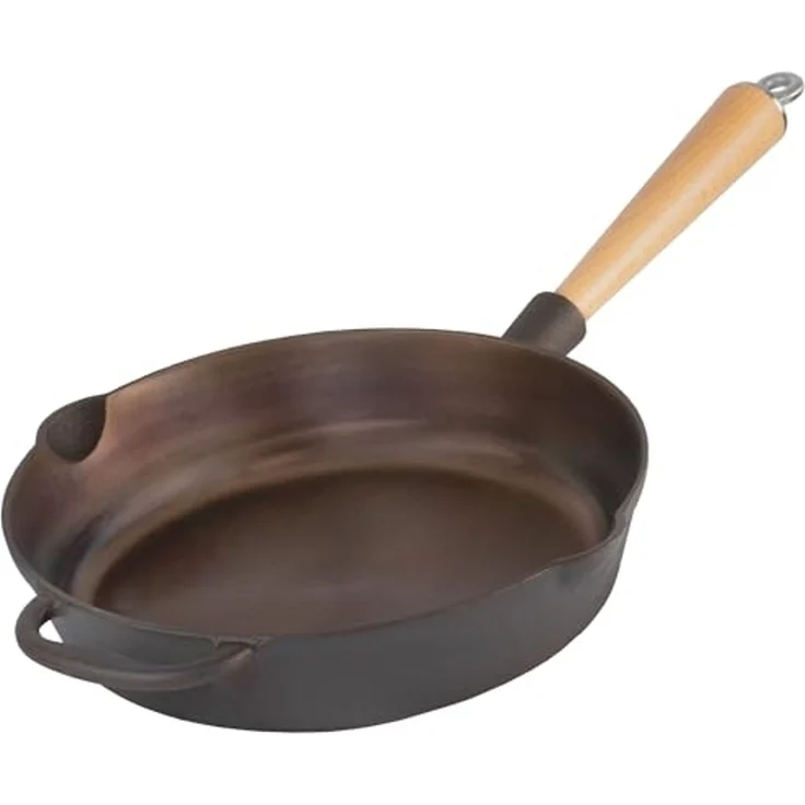 Mahlzeit Grillpfanne Polierte Gusseisenpfanne Ø 27 cm, Bratpfanne mit zwei Ausgießern, Gusseisen (1-tlg) – Bild 1