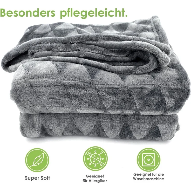 Wohndecke Soft Flanell Kuscheldecke Triangel Raute Sofadecke, heimtexland, super weich und flauschig, Allergiker geeignet, atmungsaktiv – Bild 2