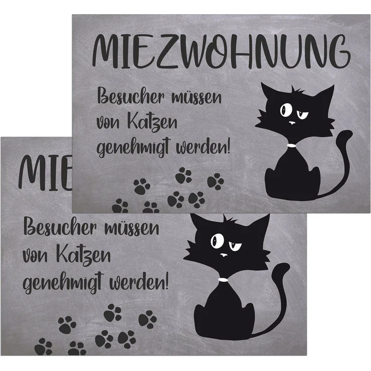 matches21 HOME & HOBBY Fußmatte Türmatte Katze Miezwohnung in 40x60 cm als Fussabtreter, rechteckig, Höhe: 5 mm, Rutschfester Türvorleger für innen als waschbare Schmutzfangmatte – Bild 2
