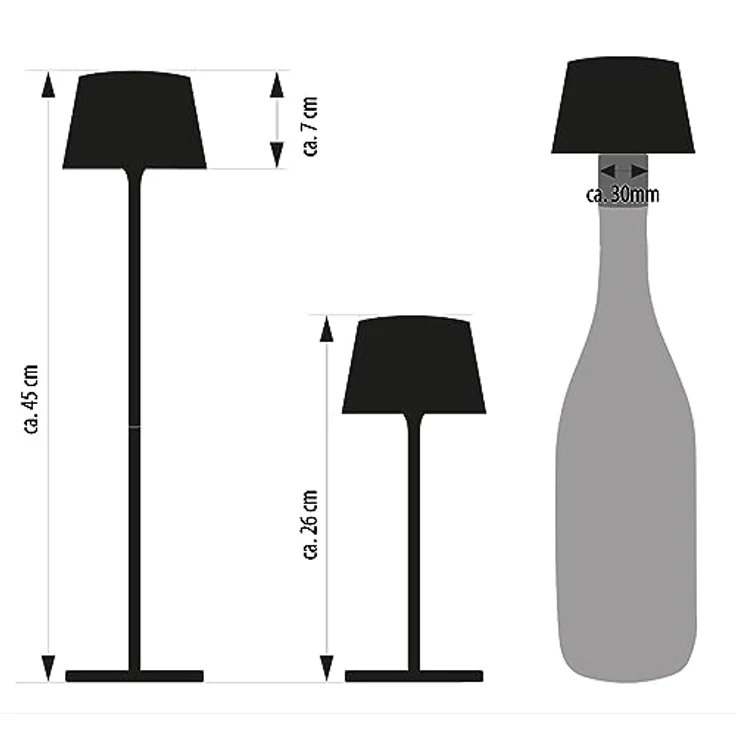 Northpoint LED Tischleuchte LED Akku Tischlampe Flaschenleuchte 3in1 45cm warmweiß – Bild 7