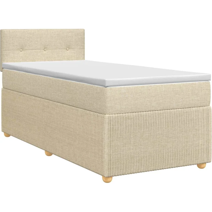 vidaXL Boxspringbett mit Matratze mit Kopfteil Creme 90 x 190 cm Stoff 3451361 – Bild 2