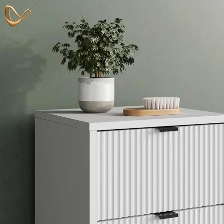 Livinity® Midischrank ATERNO, Weiß, 40 x 87 cm mit Tür und Schublade – Bild 7