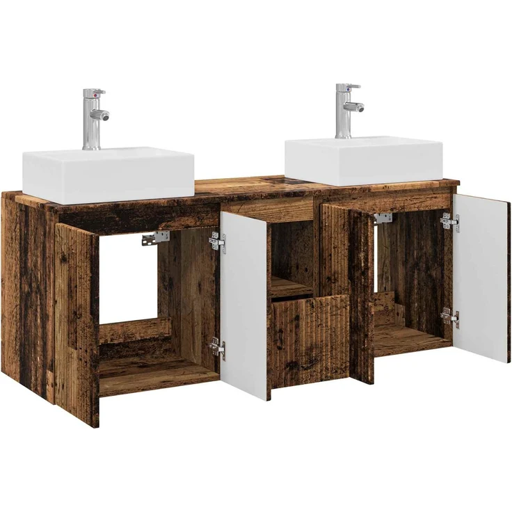 vidaXL Badezimmerschrank-Set 3 stk. Altholz 129 x 41 x 79,5 cm 3405655 – Bild 4