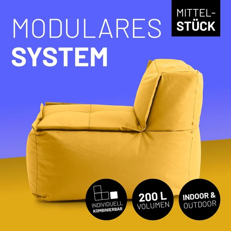 Lumaland Sitzsack In- & outdoor Sofa individuell kombinierbar mit dem Modularen System, Sessel wasserfest abnehmbarer Bezug erweiterbar waschbar – Bild 2