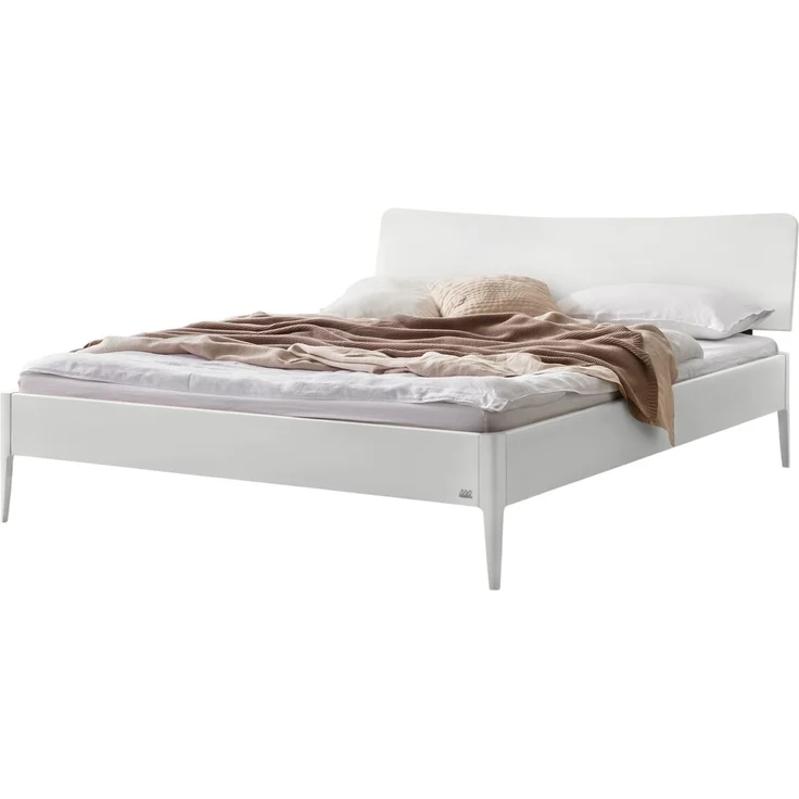 Hasena Bett Spezia Weiß mit geschwungenem Kopfteil 200x210 cm, Komforthöhe 25 cm MDF weiss deckend – Lounge – Bild 1