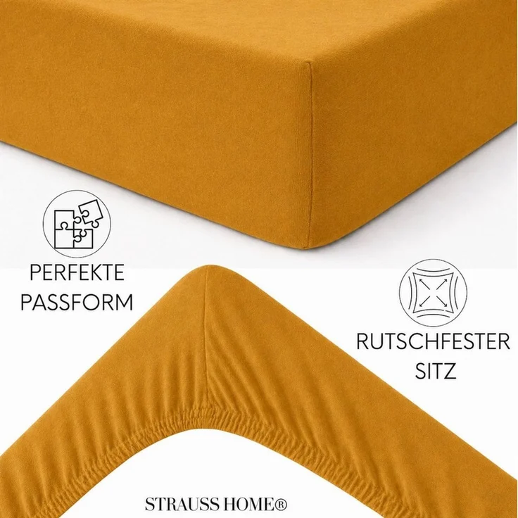 Strauss Home Spannbettlaken Premium, Gummizug: Rundumgummi, 150gr/m2 Premium Jersey 100% Baumwolle – Bild 3